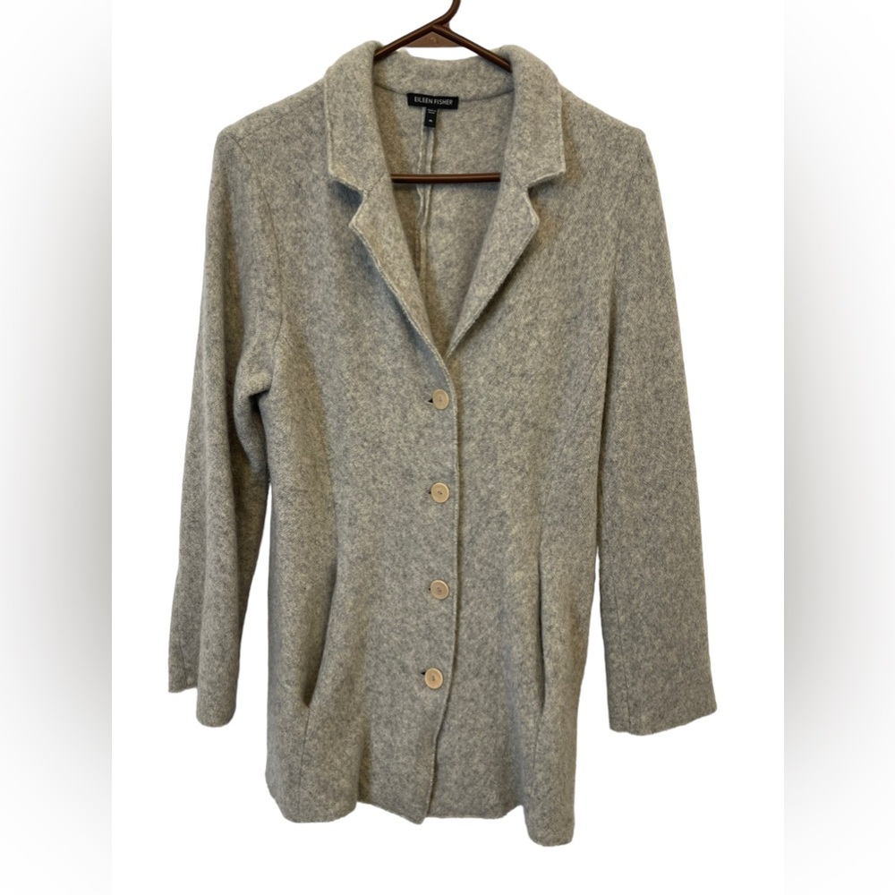 Eileen Fisher Cashmere Lambswool  Blend Blazer With pockets Size M